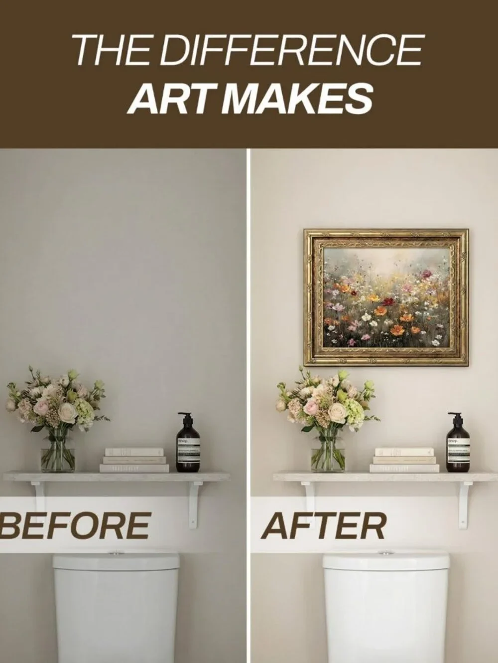 Vintage Botanical Wall Art | Oak Tree Canvas Print | Gold Framed Rustic Decor